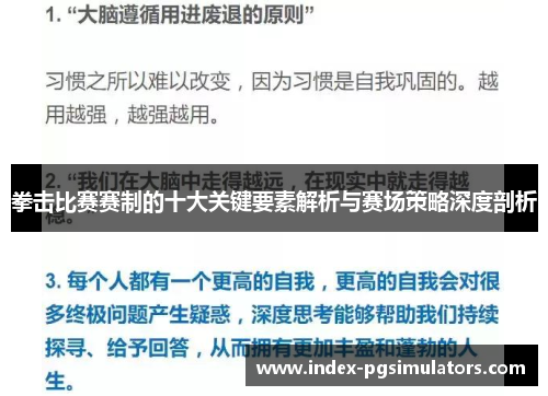 拳击比赛赛制的十大关键要素解析与赛场策略深度剖析